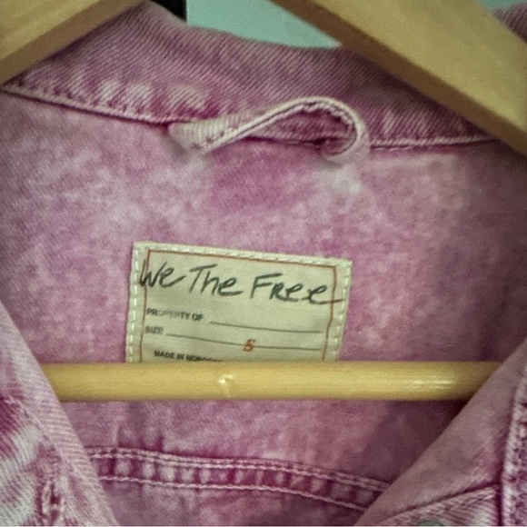 WE THE FREE, Free People pink denim acid wash jacket-size S-vintage -EUC - Picture 6 of 8